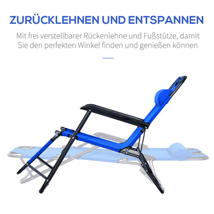 Klappbarer Strandstuhl mit Kissen, Metall & Oxford-Gewebe, blau