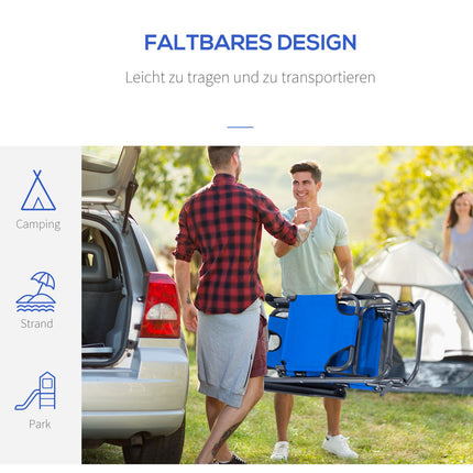 Klappbarer Strandstuhl mit Kissen, Metall & Oxford-Gewebe, blau