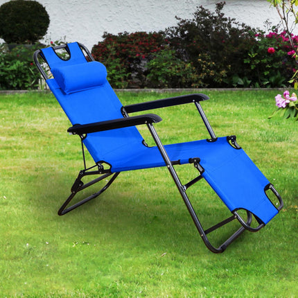 Klappbarer Strandstuhl mit Kissen, Metall & Oxford-Gewebe, blau