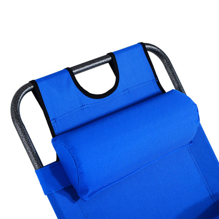 Klappbarer Strandstuhl mit Kissen, Metall & Oxford-Gewebe, blau