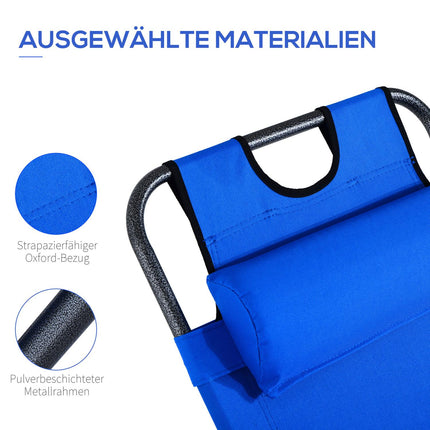 Klappbarer Strandstuhl mit Kissen, Metall & Oxford-Gewebe, blau