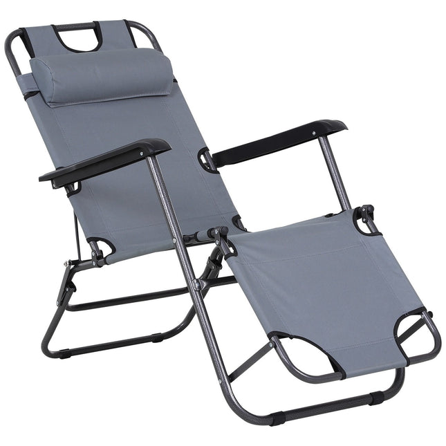 Klappbare Sonnenliege mit Kissen, Metall & Oxford-Gewebe, grau