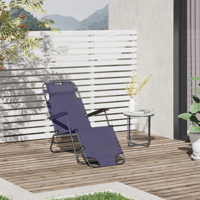 Klappbare Sonnenliege mit Kissen – Metall & Oxford-Gewebe