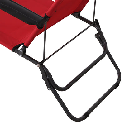 Ligstoel Met Kussen, Opklapbare Strandligstoel, 2-Laags Tuinligstoel, 2-In-1 Relaxligstoel, Metaal + Oxford Stof, Rood 135 X 60 X 89 Cm