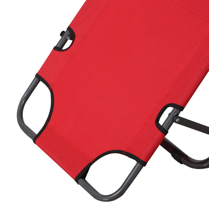 Ligstoel Met Kussen, Opklapbare Strandligstoel, 2-Laags Tuinligstoel, 2-In-1 Relaxligstoel, Metaal + Oxford Stof, Rood 135 X 60 X 89 Cm