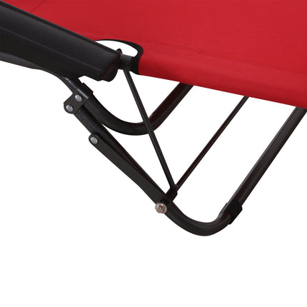 Ligstoel Met Kussen, Opklapbare Strandligstoel, 2-Laags Tuinligstoel, 2-In-1 Relaxligstoel, Metaal + Oxford Stof, Rood 135 X 60 X 89 Cm