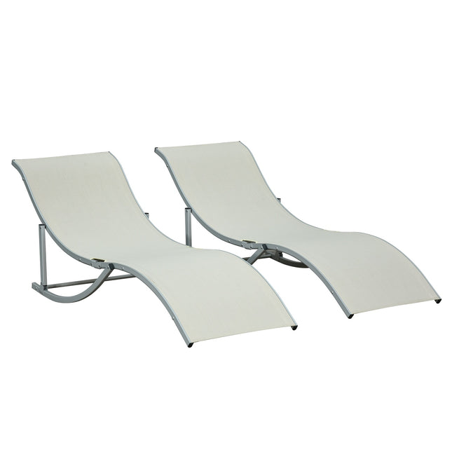 Faltbare Gartenliegen in Beige, Aluminium, ergonomisch