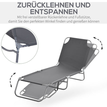 Chaise longue, chaise longue de camping, chaise longue pliante avec dossier réglable, chaise longue de jardin pouvant supporter jusqu'à 120 kg pour balcon, terrasse, Oxford