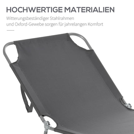Chaise longue, chaise longue de camping, chaise longue pliante avec dossier réglable, chaise longue de jardin pouvant supporter jusqu'à 120 kg pour balcon, terrasse, Oxford