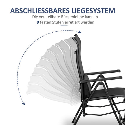 Ligstoel ligstoel tuinligstoel 9 posities verstelbaar gewichtsloos ligbed Textilene staal zwart 70x65x111 cm voor ontspannen uurtjes