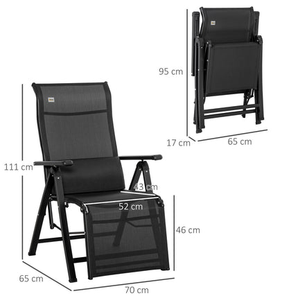 Ligstoel ligstoel tuinligstoel 9 posities verstelbaar gewichtsloos ligbed Textilene staal zwart 70x65x111 cm voor ontspannen uurtjes
