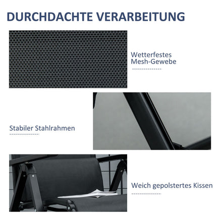 Ligstoel ligstoel tuinligstoel 9 posities verstelbaar gewichtsloos ligbed Textilene staal zwart 70x65x111 cm voor ontspannen uurtjes