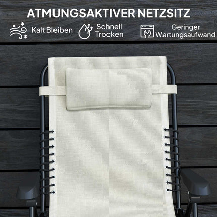 Chaise longue de jardin pliante avec coussin, chaise longue avec dossier réglable sur 5 positions, chaise longue de camping résistante aux intempéries, chaise de jardin pouvant supporter jusqu'à 120 kg, pour jardin extérieur plage, beige