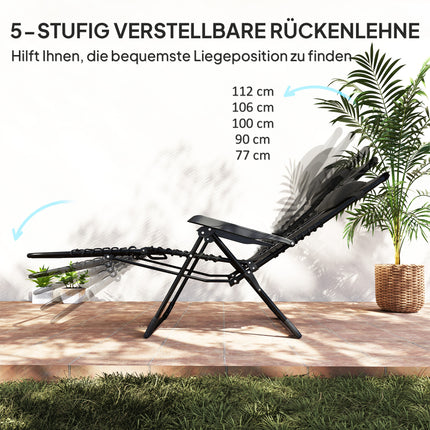 Klappbare Sonnenliege, verstellbar, wetterfest, 120 kg Traglast