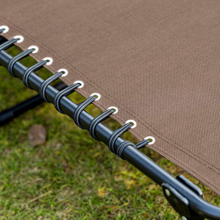 Folding sun lounger with cushion & pocket - weatherproof, brown