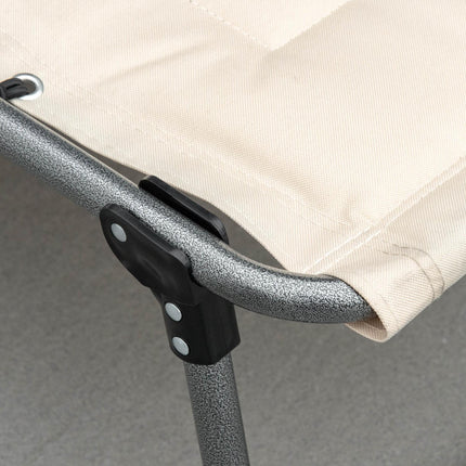Ligstoel, opklapbare tuinligstoel met kussen, zijvak, ligstoel met 5-voudig verstelbare rugleuning, weerbestendige campingligstoel belastbaar tot 130 kg, voor tuin, strand, zwembad, beige Aosoom