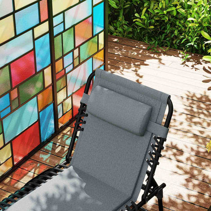 Ligstoel opvouwbare tuinligstoel met zijvak met kussen, gestoffeerde ligstoel met 5-voudig verstelbare rugleuning, weerbestendige campingligstoel met een draagvermogen tot 120 kg, voor tuinstrand donkergrijs Aosom