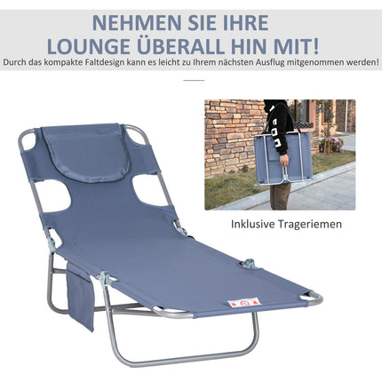 Klappbare Sonnenliege mit Lesefenster, verstellbar und wetterfest