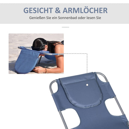 Klappbare Sonnenliege mit Lesefenster, verstellbar und wetterfest