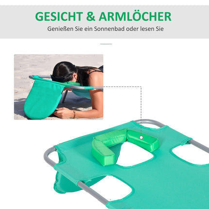 Ligstoel opklapbaar tuinligstoel met leesvenster, kussen, ligstoel met 5-voudig verstelbare rugleuning, weerbestendige campingligstoel belastbaar tot 120 kg, voor tuinstrandzwembad, groen