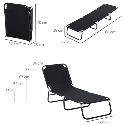 Verstellbarer Liegestuhl für Garten oder Balkon – 188 x 56 x 28 cm