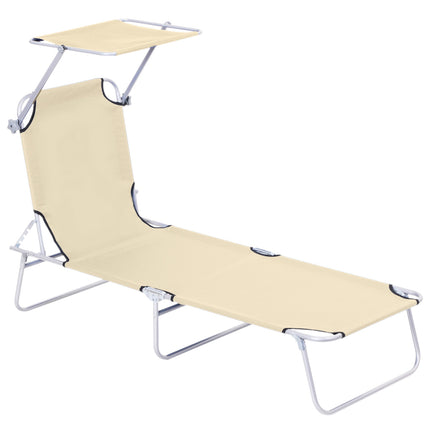 Klappliege mit Sonnenschutz, Beige, 187x58x36 cm