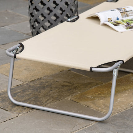 Klappliege mit Sonnenschutz, Beige, 187x58x36 cm
