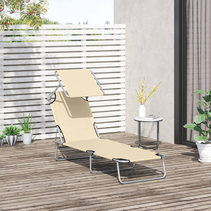 Klappliege mit Sonnenschutz, Beige, 187x58x36 cm