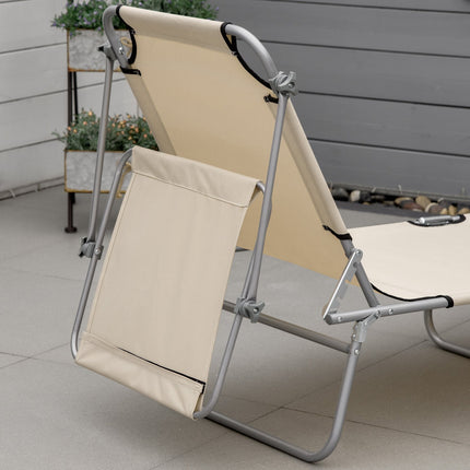 Klappliege mit Sonnenschutz, Beige, 187x58x36 cm