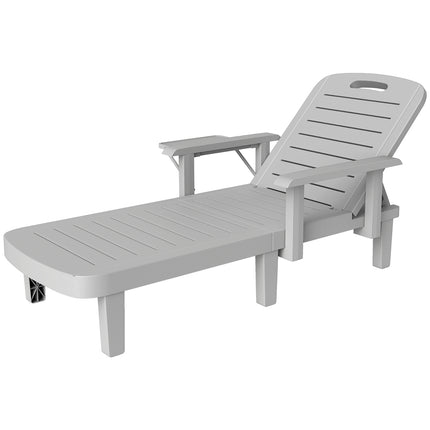 Outdoor-Liegestuhl-Set, Holzoptik, 5-fach verstellbar