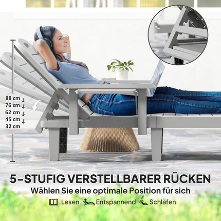Outdoor-Liegestuhl-Set, Holzoptik, 5-fach verstellbar