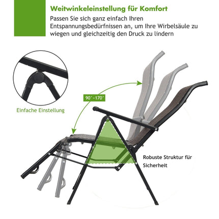 Sun lounger rattan folding deck chair with adjustable backrest brown