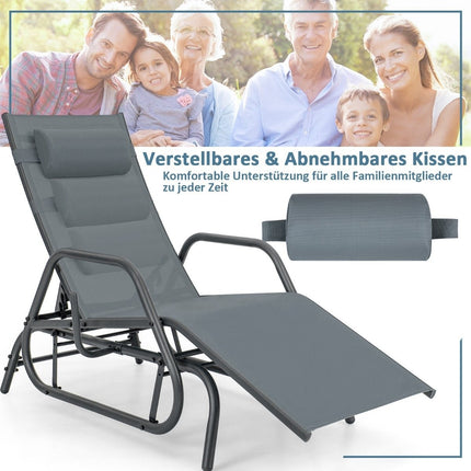 Chaise longue à bascule, chaise longue de jardin avec dossier réglable, gris