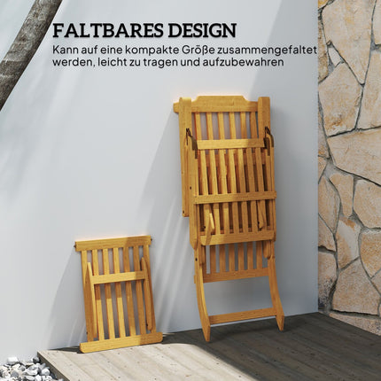 Gartenliege klappbar aus Holz mit Fußstütze, Teak