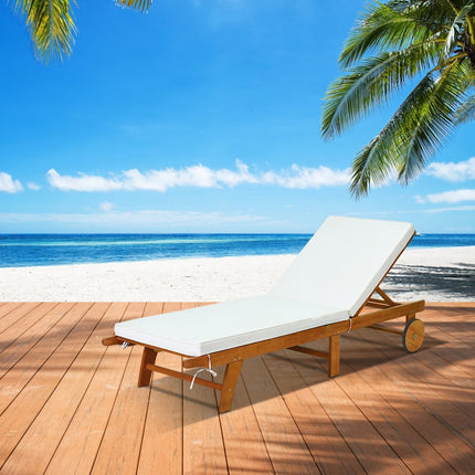 Chaise longue de jardin en bois avec dossier réglable avec roulettes et coussins chaise longue de plage pour le jardin