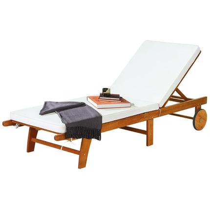 Chaise longue de jardin en bois avec dossier réglable avec roulettes et coussins chaise longue de plage pour le jardin