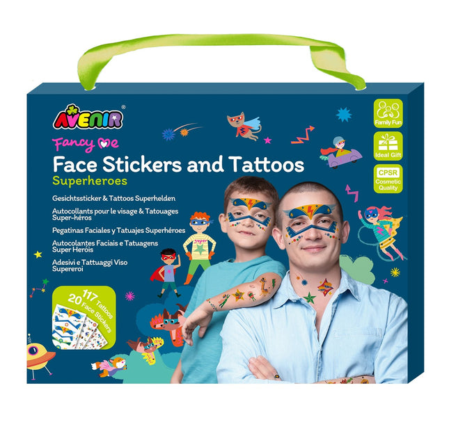 Superhelden-Gesichtsaufkleber und -Tattoos für Kinder