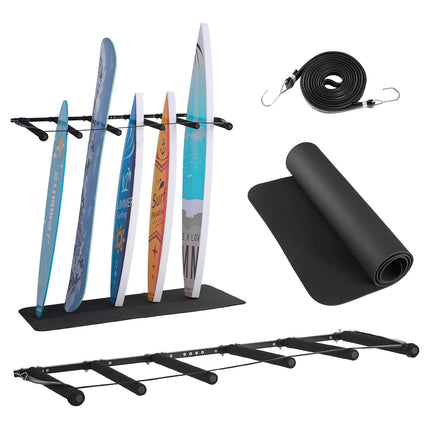Surfboard Wall Mount Rack, 5-Tier Adjustable Padded