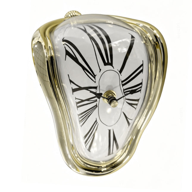 Surrealistische Goldtischuhr – Gebogenes Dalí-Design