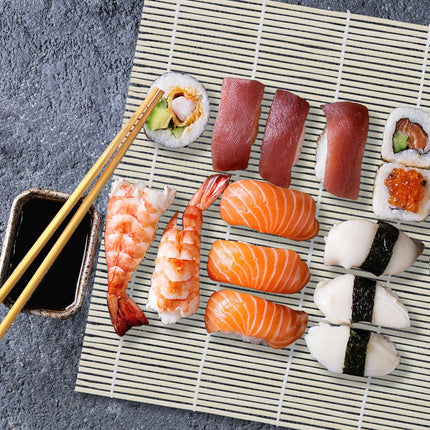 Sushi set in bamboo