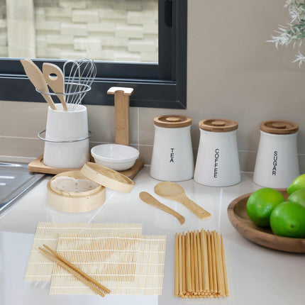 Sushi set in bamboo