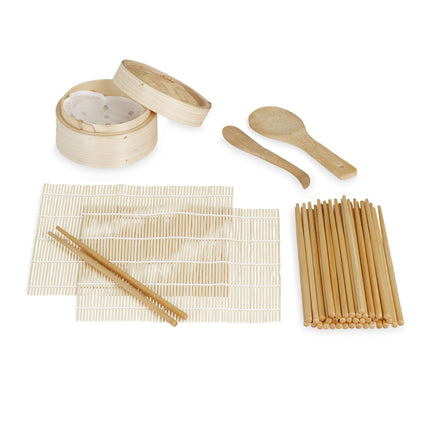 Sushi set in bamboo