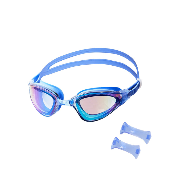Schwimmbrille, Antibeschlag, UV-Schutz, Blau/Regenbogen