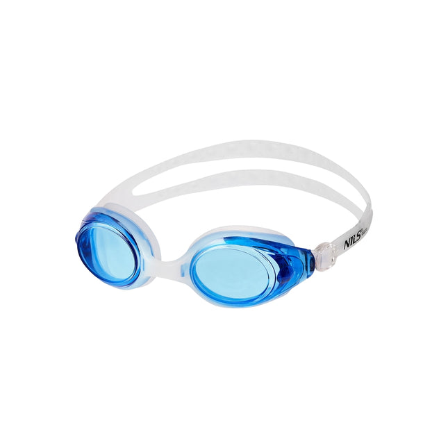 Schwimmbrille, Antibeschlag, UV-Schutz, Weiß/Blau