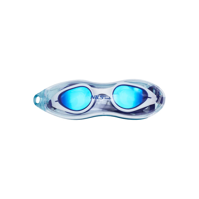 Schwimmbrille, Blau/Weiß, Antibeschlag, UV-Schutz