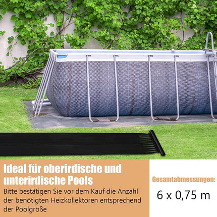 Schwimmbadheizung 600 x 75 cm Solarkollektoren für 25800 L Einbau- und Aufstellpools