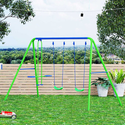Swing set with 2 swings and face-to-face seat - metal structure, corrosion resistant