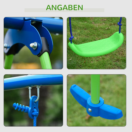 Swing set with 2 swings and face-to-face seat - metal structure, corrosion resistant