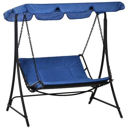 Gartenschaukelstuhl mit Verdeck, 2-Sitzer, Stahlblau