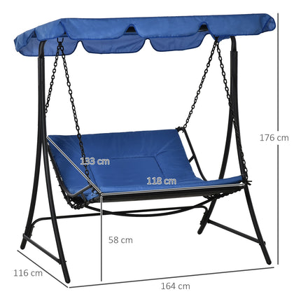 Gartenschaukelstuhl mit Verdeck, 2-Sitzer, Stahlblau